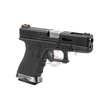 Replica Glock 19 Custom Negru / Silver GBB WE